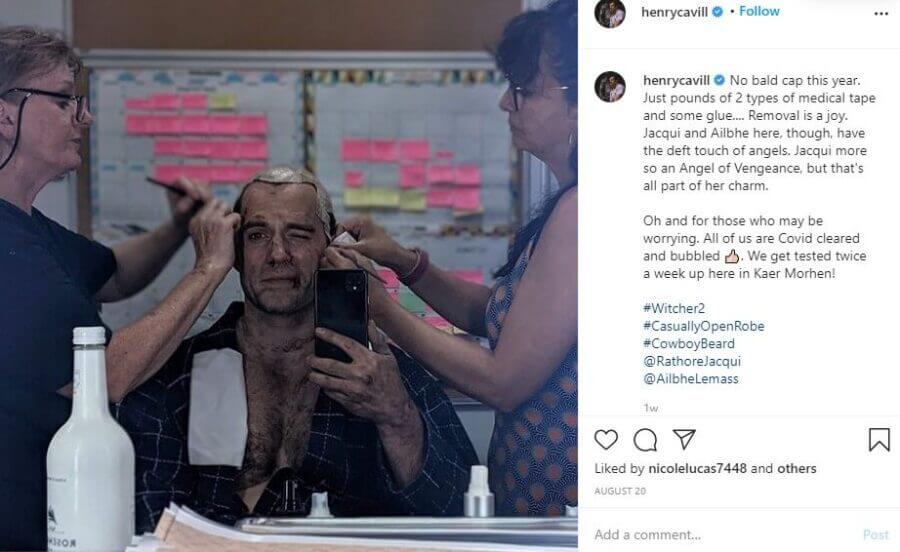 henry cavill on set the witcher s2