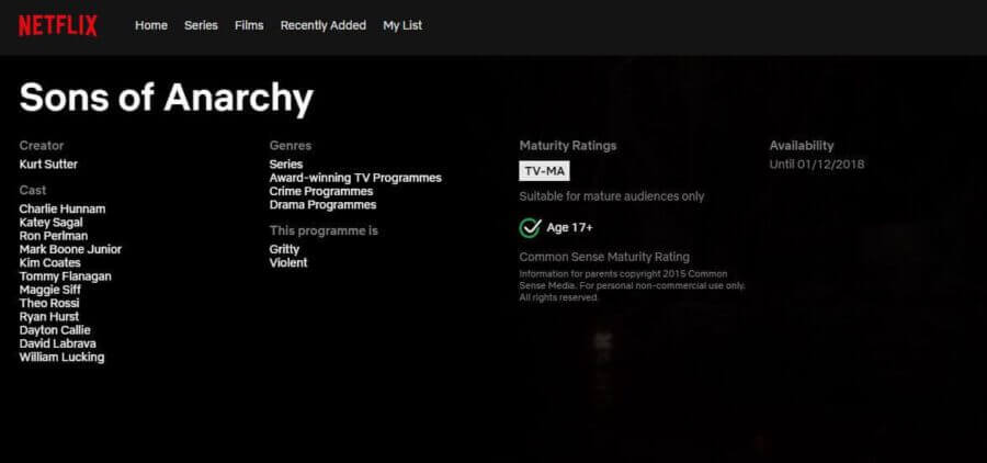 Sons Of Anarchy Leave Date Netflix