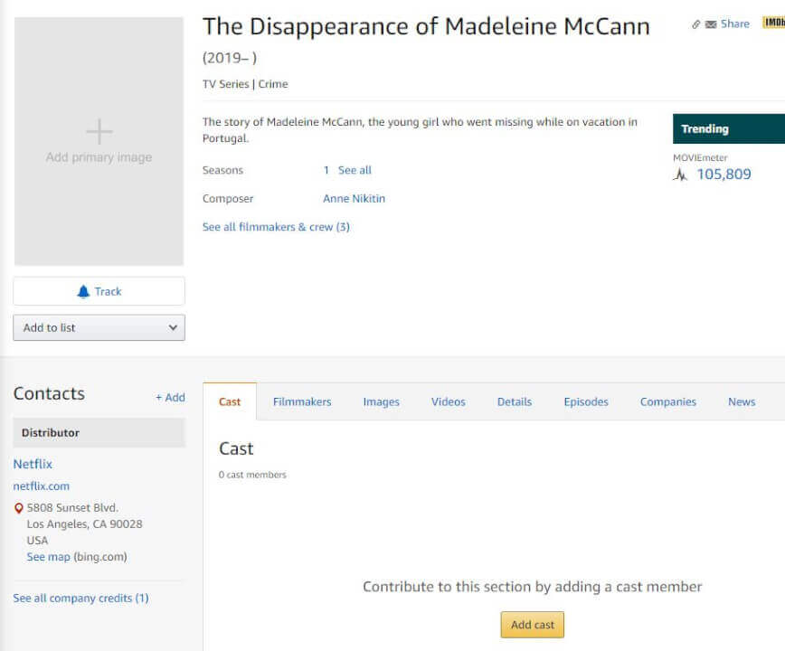 Pro Imdb Page Dissapearance Madeleine Mccan