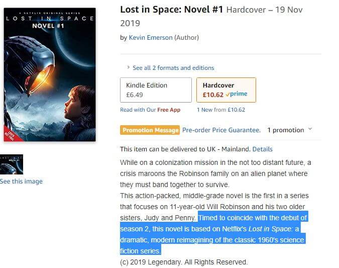 Lost In Space Novel Amazon