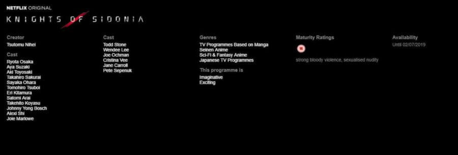 Knights Of Sidonia Removal Date Netflix