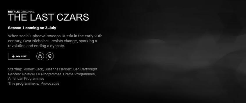 The Last Czars July Release Date