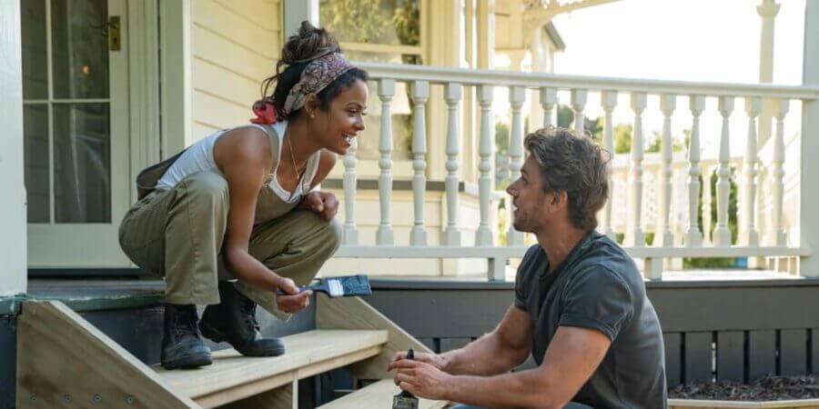 Falling Inn Love Netflix Christina Milan Adam Devos
