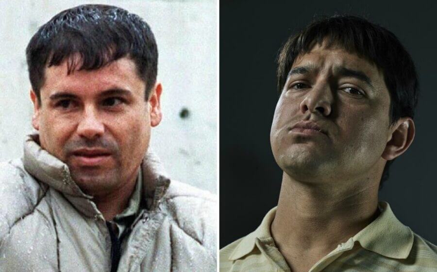 The real ‘El Chapo’ (left) & actor Alejandro Edda (right) as Joaquín ‘El Chapo’ Guzmán in Narcos: Mexico
