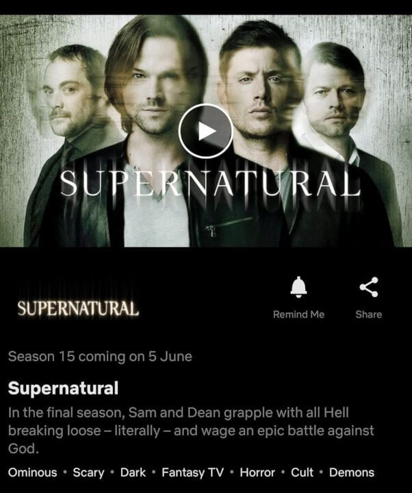 When Will Supernatural Season 15 Be On Netflix What S On Netflix