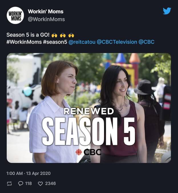 workin moms season 5 is a go tweet
