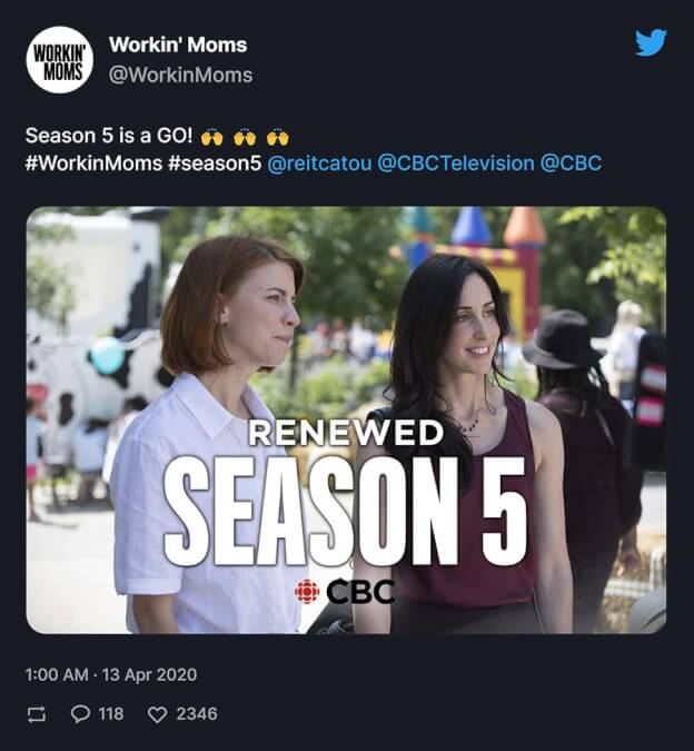 Workin Moms Season Is A Go Tweet
