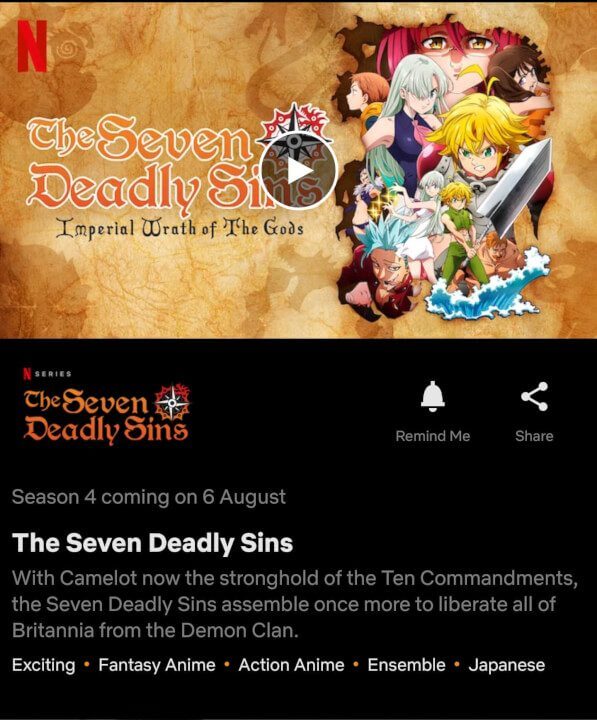 The Seven Deadly Sins Season 4 Coming To Netflix In August 2020 What S On Netflix