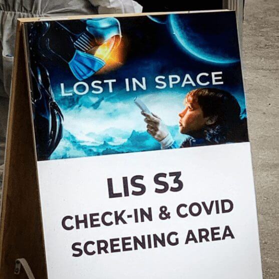 lost in space season 3 covid sign