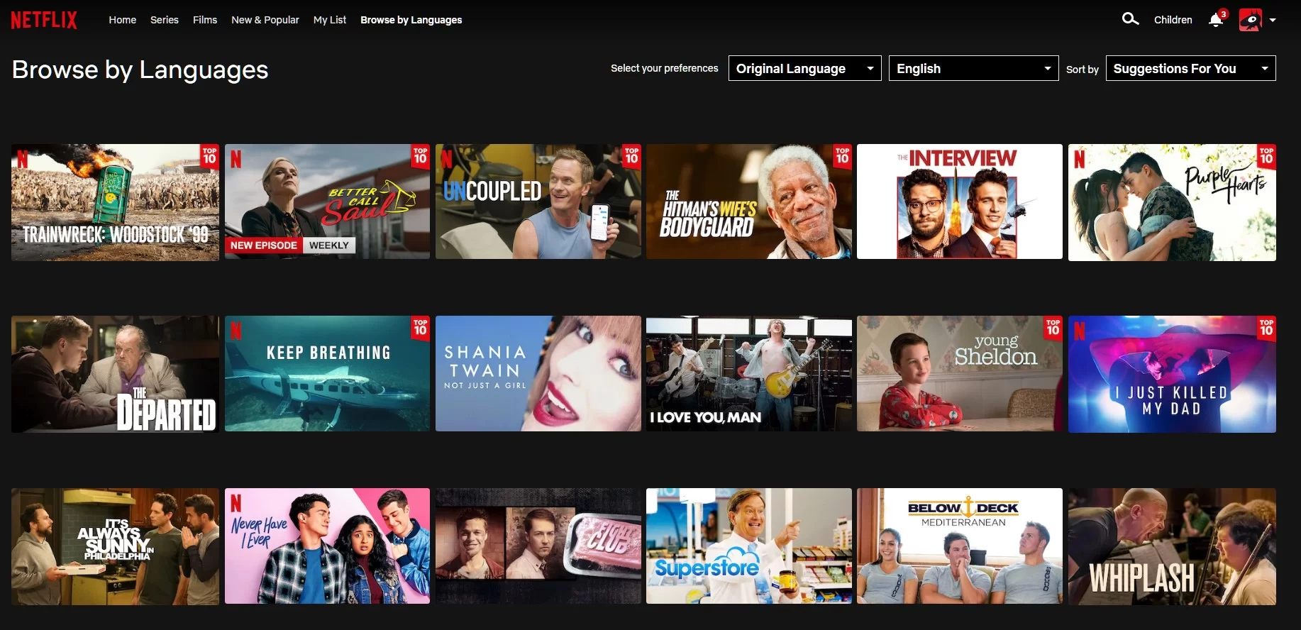 navegar por idioma inglés netflix