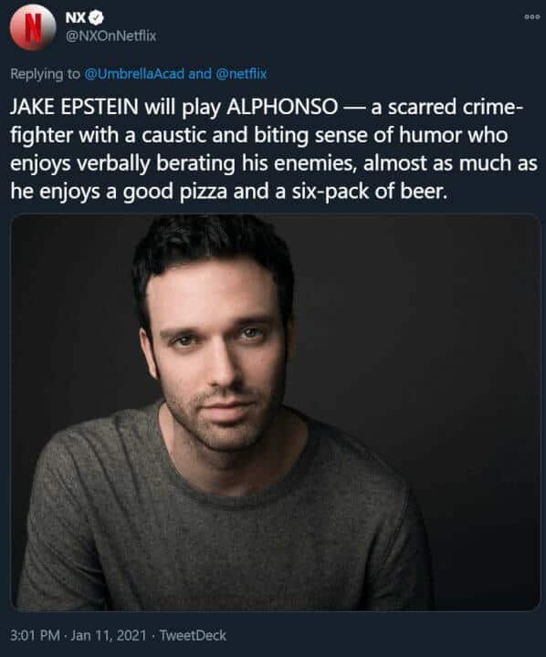 new cast members umbrella academy season 3 sparrow academy jake epstein