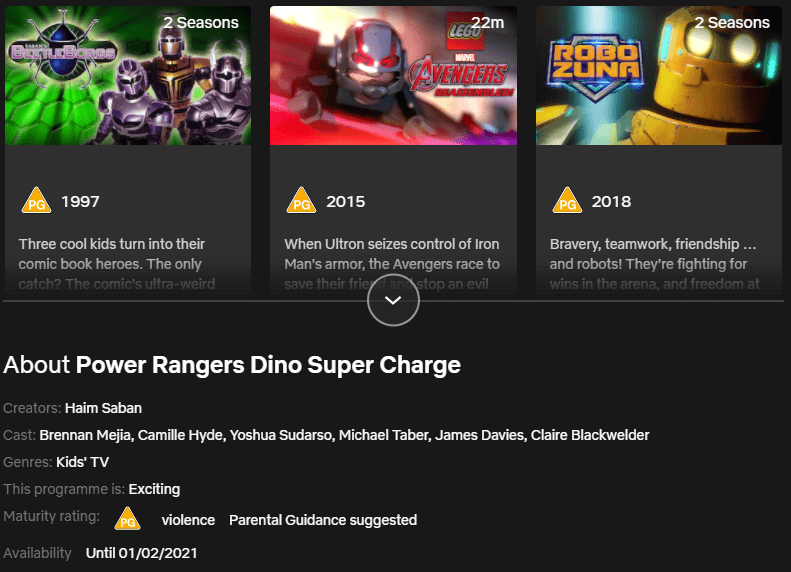 fechas de eliminación en títulos de power rangers netflix