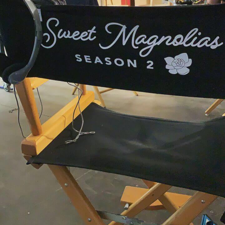 silla de filmación de la temporada 2 de las magnolias dulces
