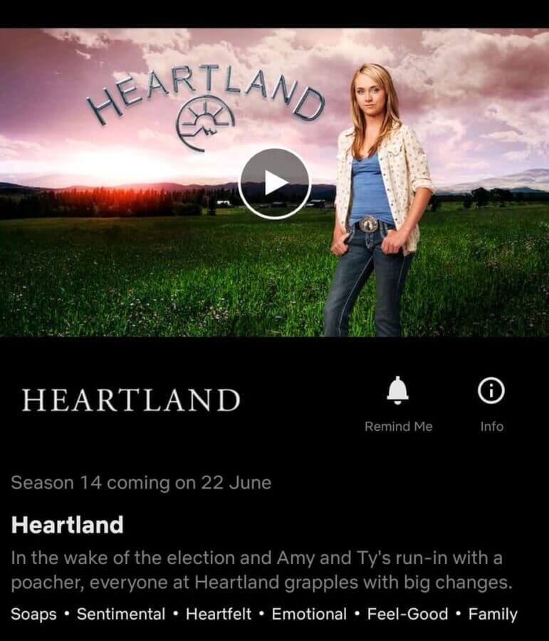 Data do Netflix no Reino Unido da temporada 14 de Heartland