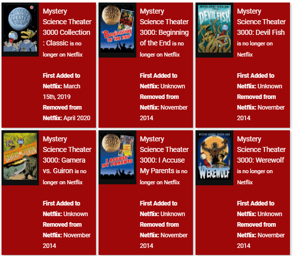 mystery science theater titles removed from netflix