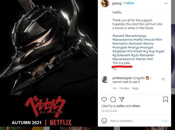netflix is not producing a berserk movie
