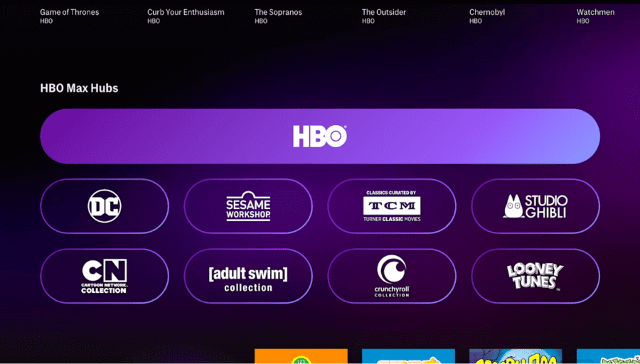 hbo max internal brands in app