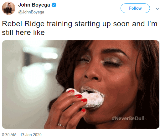 Tuit de entrenamiento de John Boyega Rebel Ridge