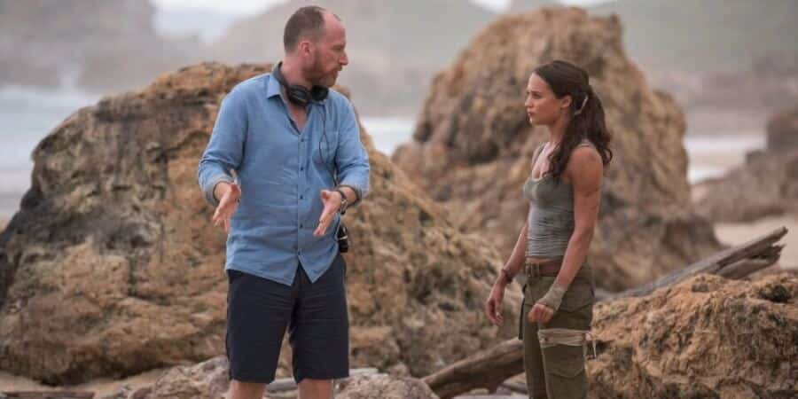 Roar Uthaug y Alicia Vikander en el set de Tomb Riaider