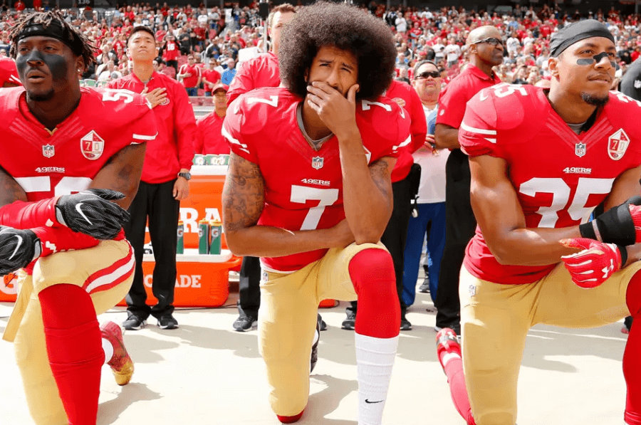 colin kaepernick taking the knee protest