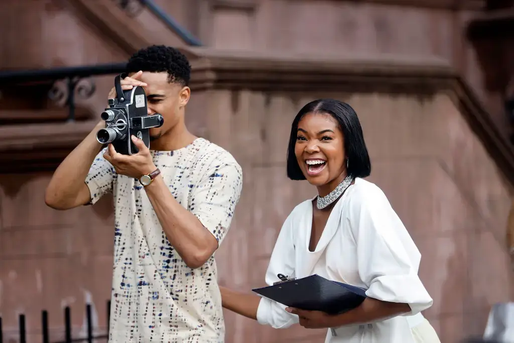 gabrielle union en tournage dans la ville de harlem