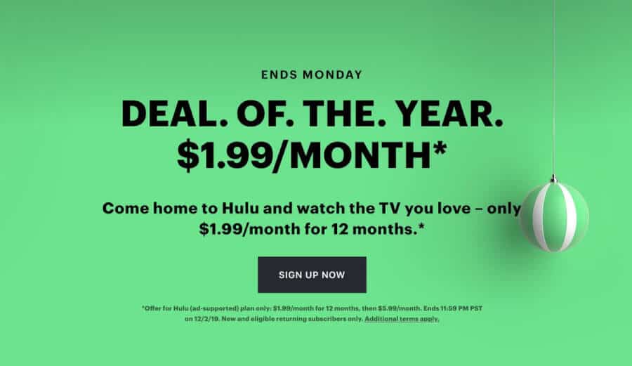 hulu black friday deal