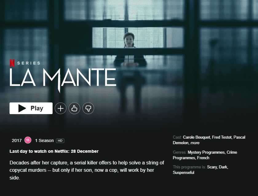 la mante leaving netflix