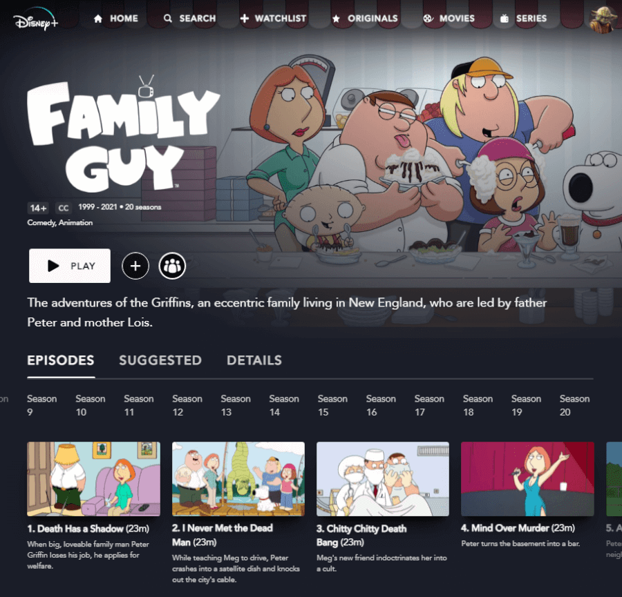 family guy on disney plus star