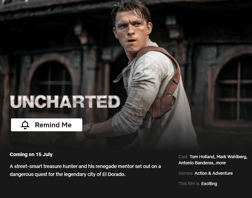 release date for uncharted netflix