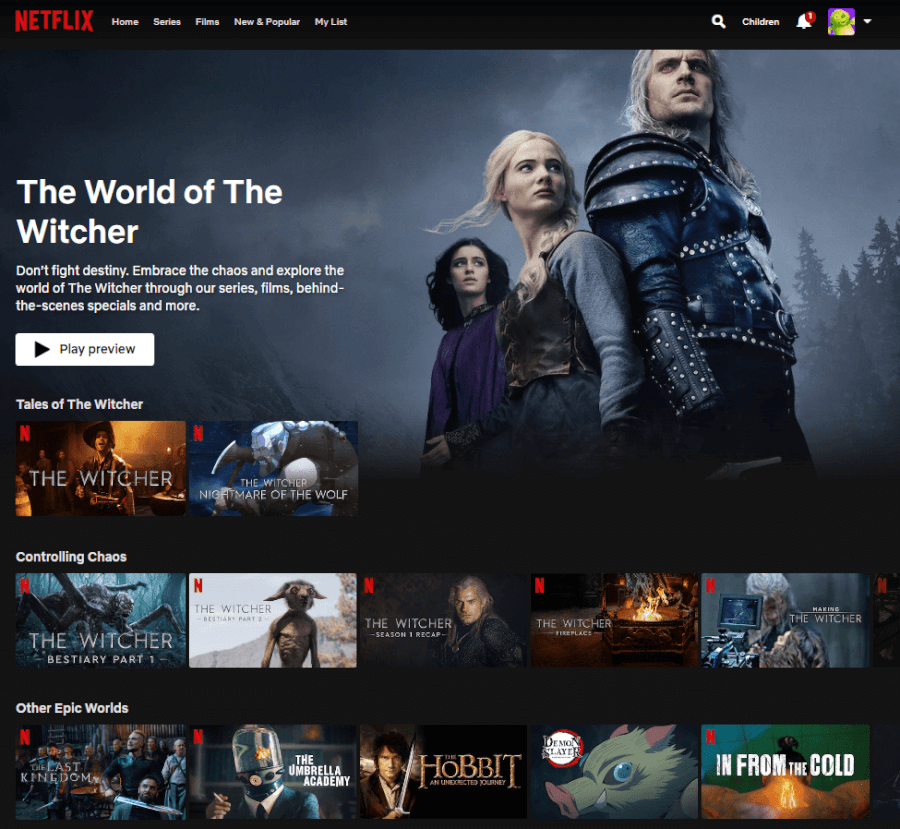 El mundo de Witcher Hub Netflix