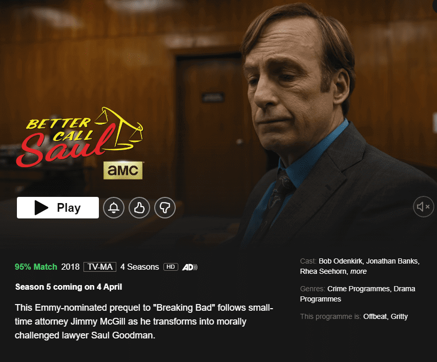 better call saul season 5 notice netflix