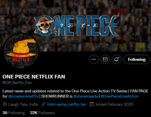 Cuenta de Twitter de fans de Netflix de One Piece