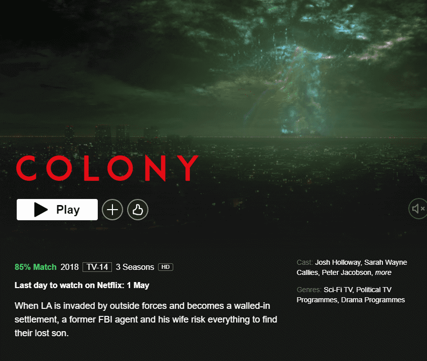 colony leaving netflix