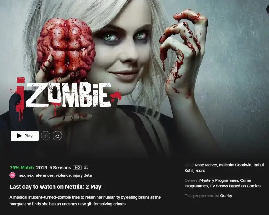 izombie leaving netflix uk may 2023