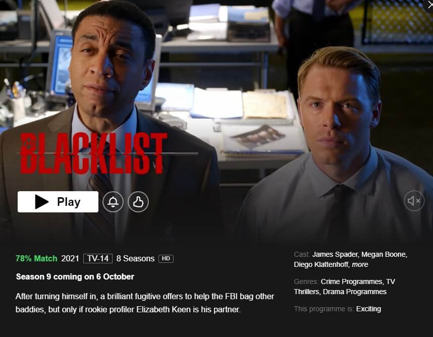 The Blacklist Season Netflix Release Date