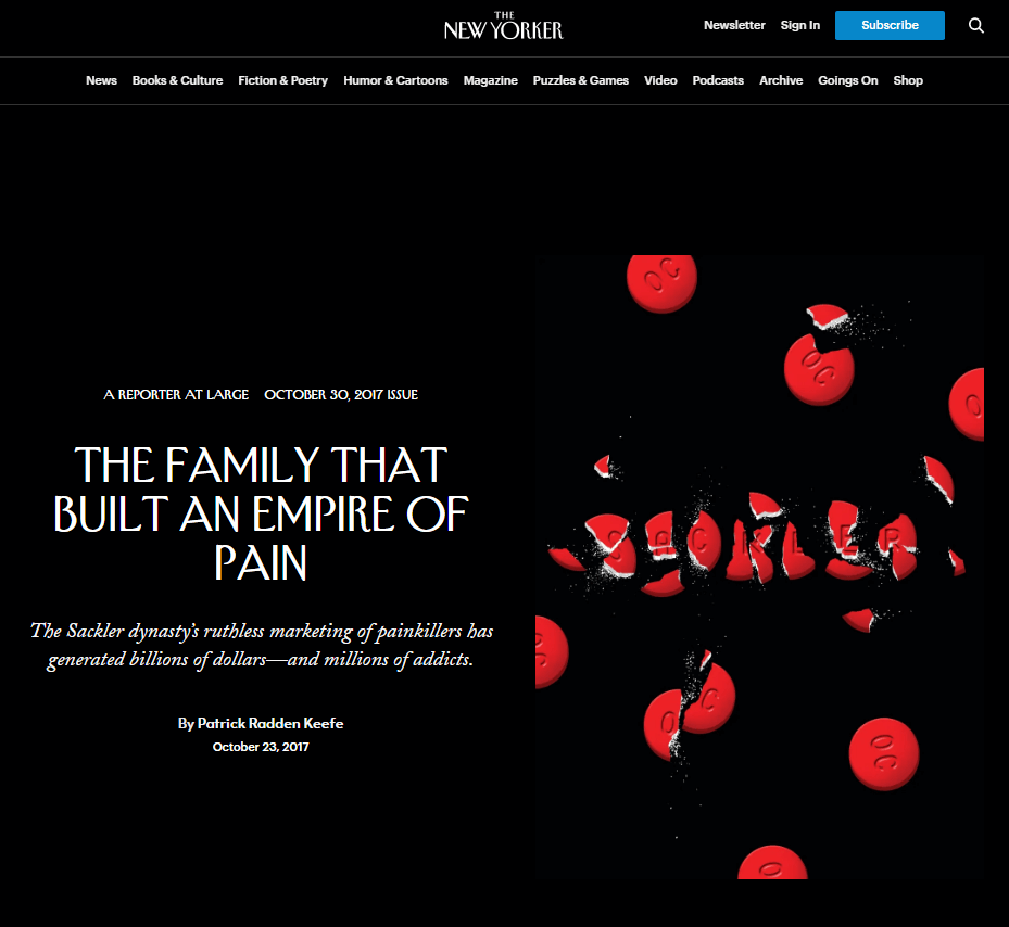 la familia que construyó un imperio del dolor artículo new yorker