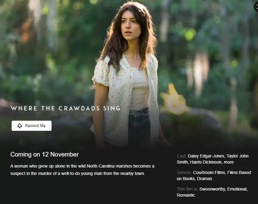 netflix release date for where the crawdads sing