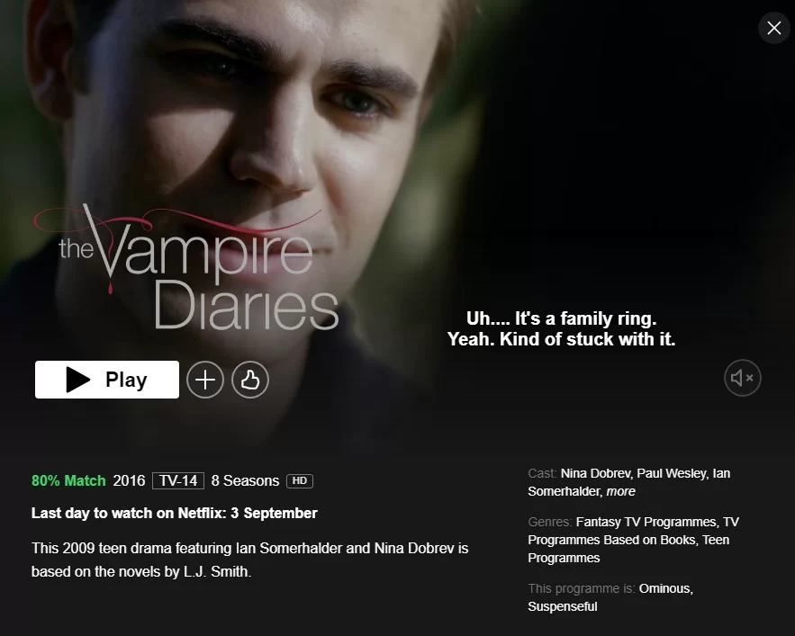 last day to watch the vampire diaries netflix