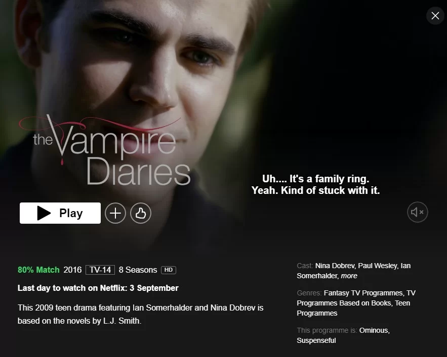 ultimo dia para ver the vampire diaries netflix