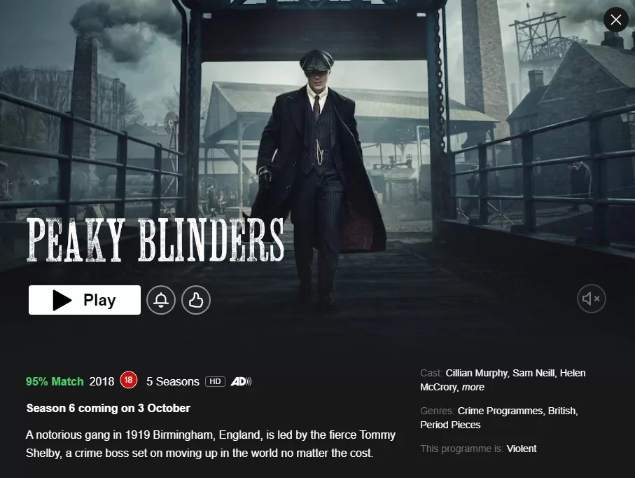 peaky blinders netflix uk release date