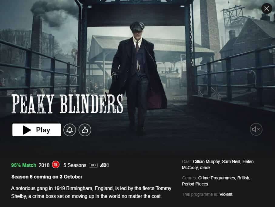 Peaky blinders discount saison 6 streaming