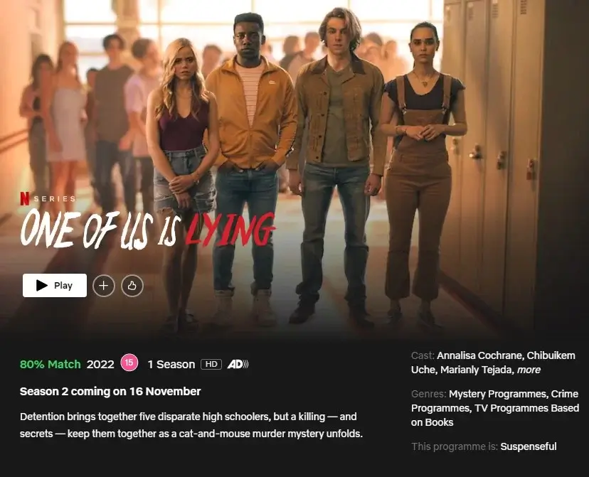 One Of Us Is Lying Season Netflix Release Date