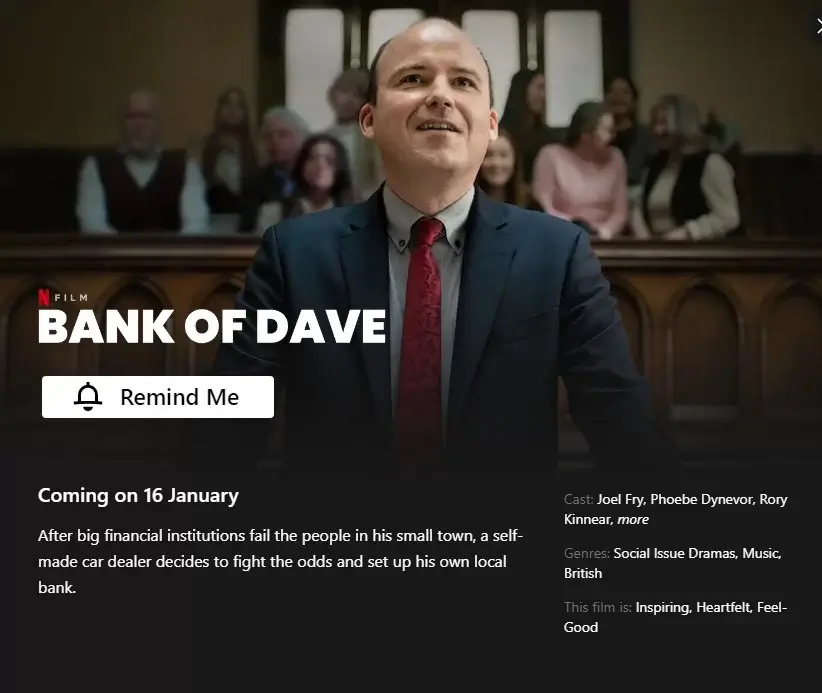 release date for bank of dave netflix