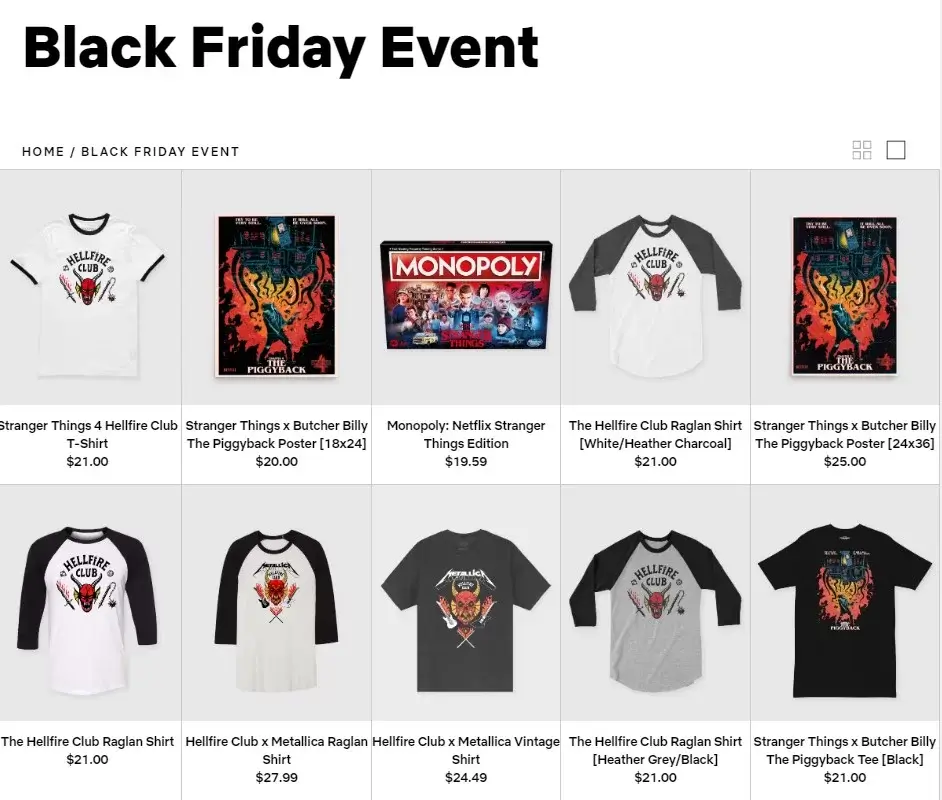 black friday sale page netflix store