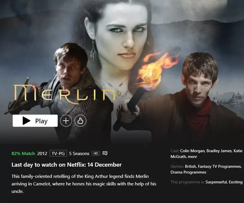 Merlin Removal Date Showing On Netflix