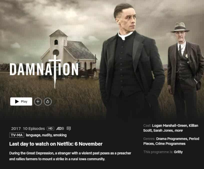 damnation removal date netflix