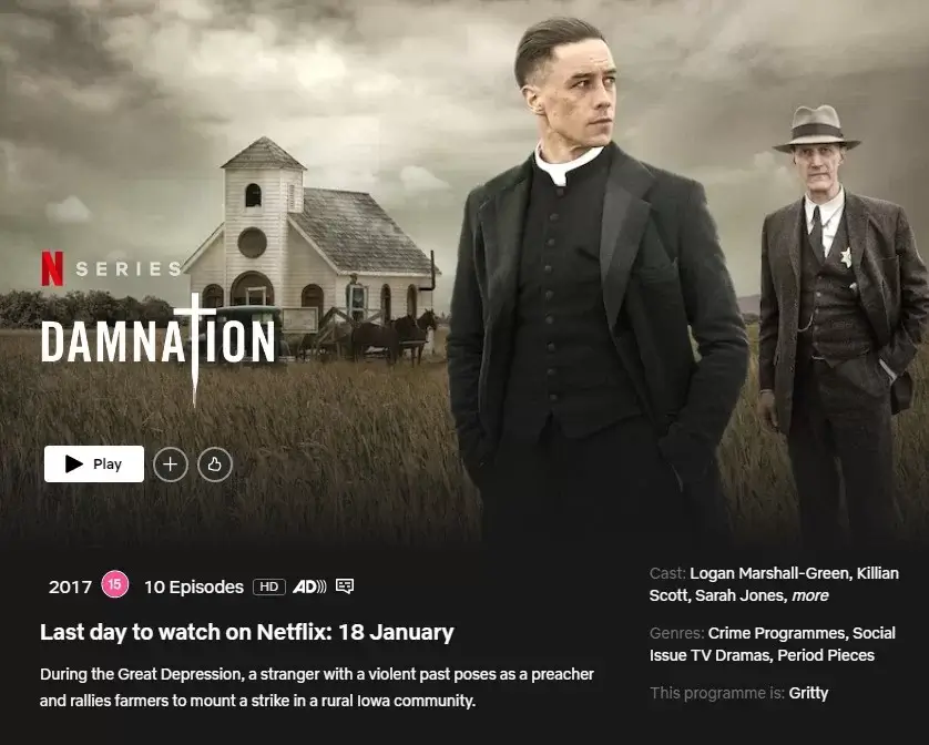 last day to watch damnation netflix