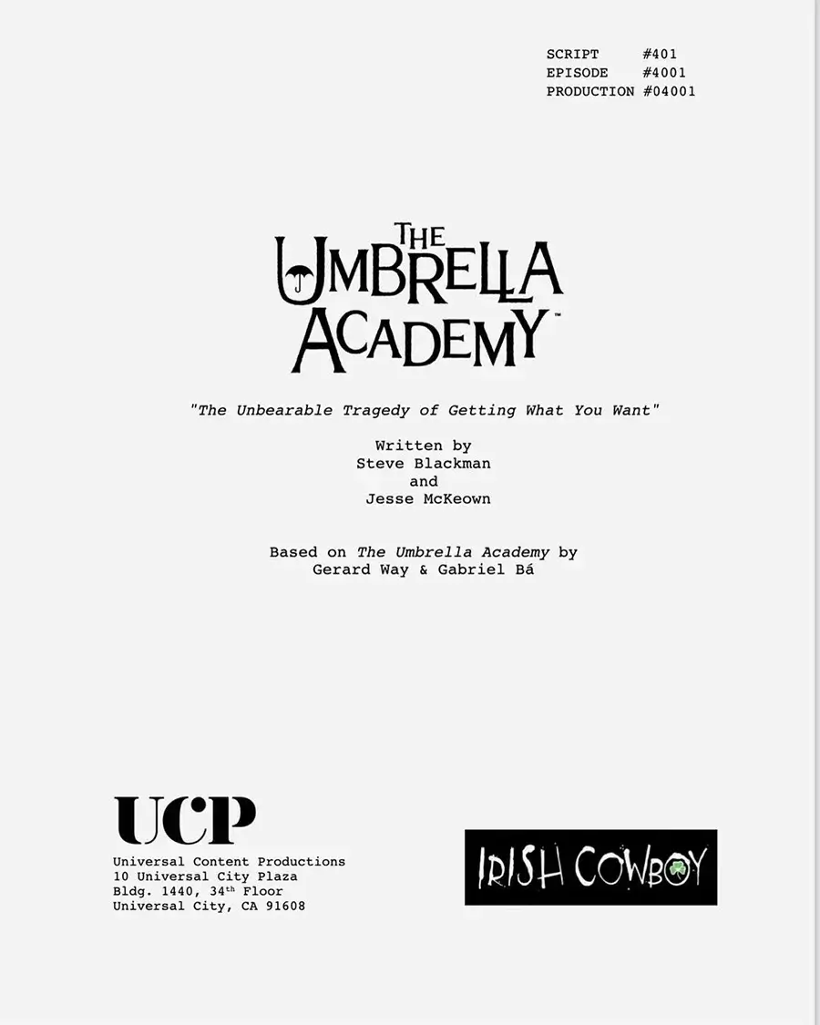 l'academie du parapluie saison 4 episode 1 script