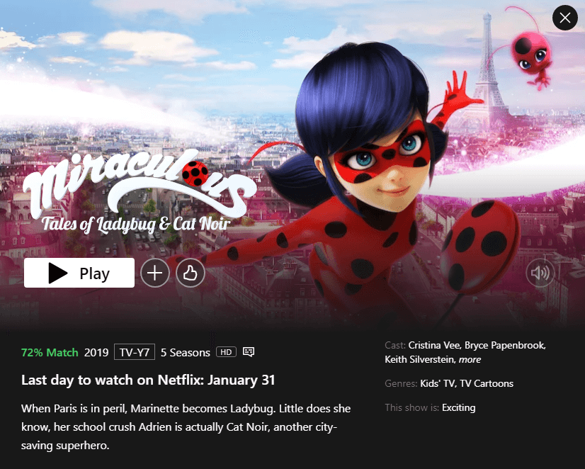 Miraculous: Tales of Ladybug and Cat Noir' Leaving Netflix in February 2023  - What's on Netflix