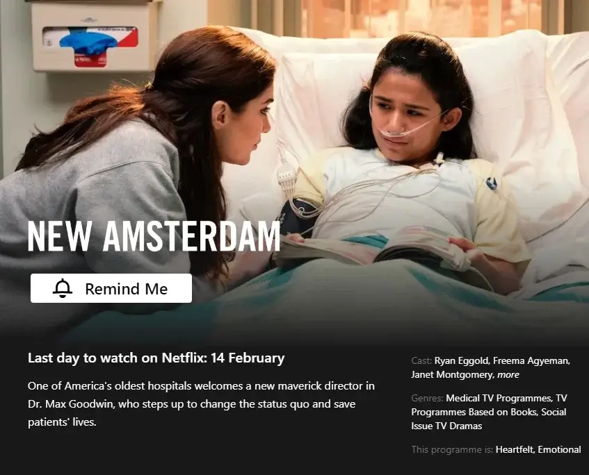 avis de suppression sur new amsterdam netflix